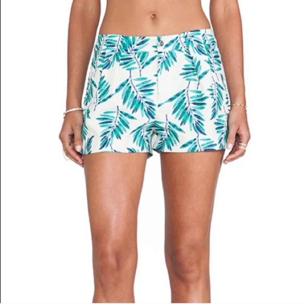 JOA Leaf Print Shorts in Khaki Multi